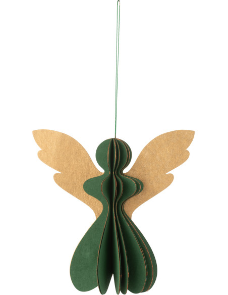 Suspension de Noël Ange 13 cm en Papier Vert Cuivré Norvella - 1