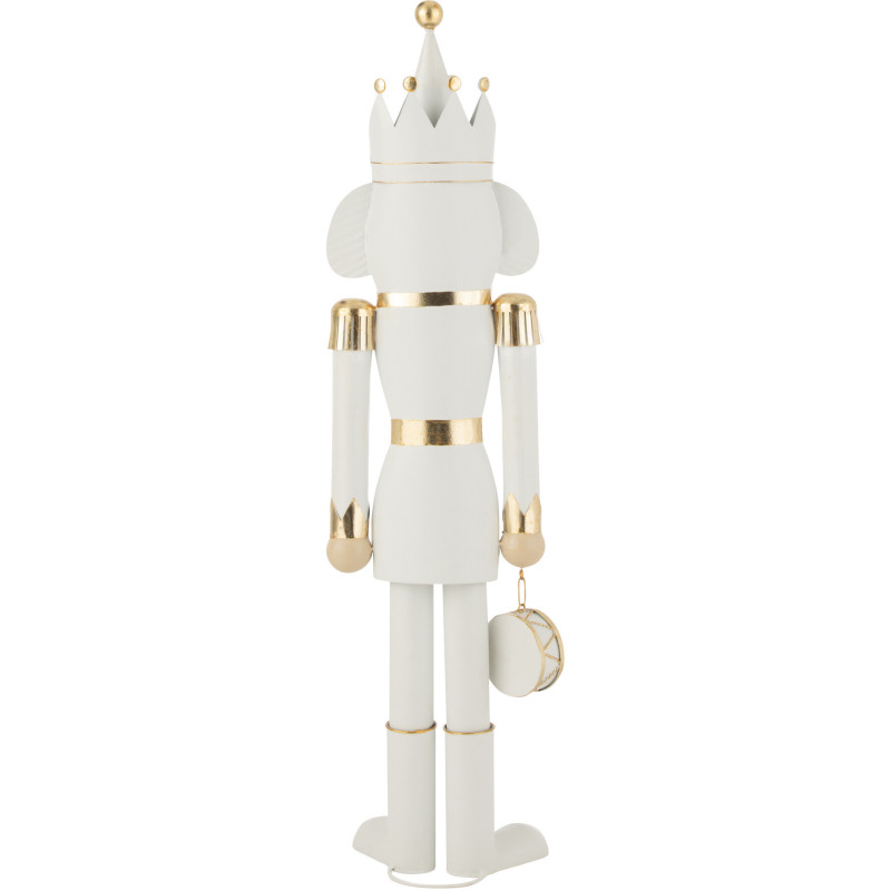 Grande Statuette déco de Noël Soldat Casse noisette Hauteur 106 cm en Métal Blanc Doré Lysvene - 3