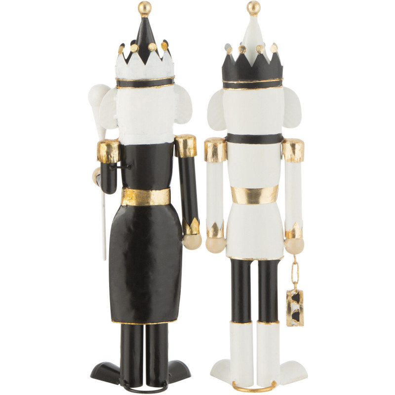 Statuettes déco de Noël Soldats Casse noisette Hauteur 36 cm en Métal Noir Blanc Cylvyr (Lot de 2) - 2