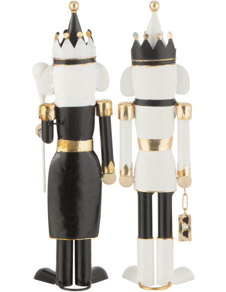 Statuettes déco de Noël Soldats Casse noisette Hauteur 36 cm en Métal Noir Blanc Cylvyr (Lot de 2) - 2