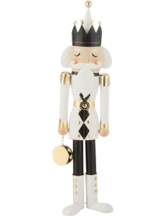 Grande Statuette déco de Noël Soldat Casse noisette Hauteur 106 cm en Métal Blanc Noir Cylvyr - 1