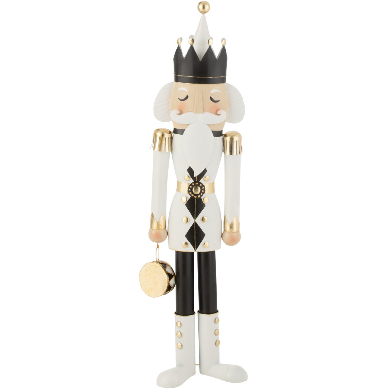 Grande Statuette déco de Noël Soldat Casse noisette Hauteur 106 cm en Métal Blanc Noir Cylvyr - 1