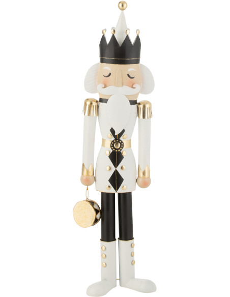 Grande Statuette déco de Noël Soldat Casse noisette Hauteur 106 cm en Métal Blanc Noir Cylvyr - 1