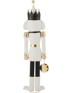 Grande Statuette déco de Noël Soldat Casse noisette Hauteur 106 cm en Métal Blanc Noir Cylvyr - 2