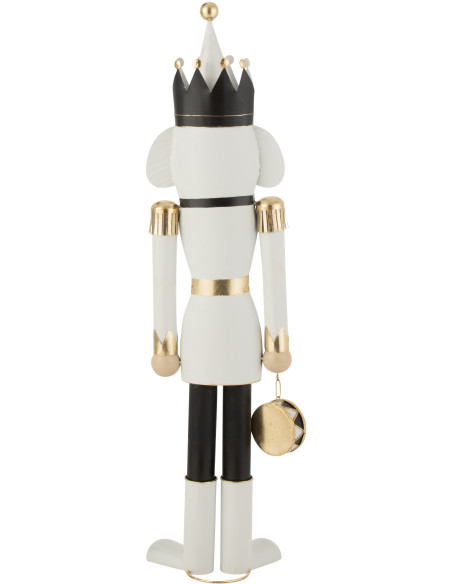 Grande Statuette déco de Noël Soldat Casse noisette Hauteur 106 cm en Métal Blanc Noir Cylvyr - 2