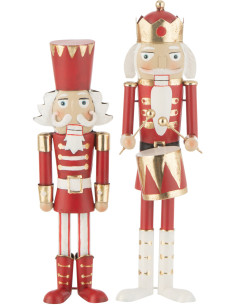 Statuettes déco de Noël Soldats Casse noisette Hauteur 36 cm en Métal Rouge Blanc Malyra (Lot de 2) - 1