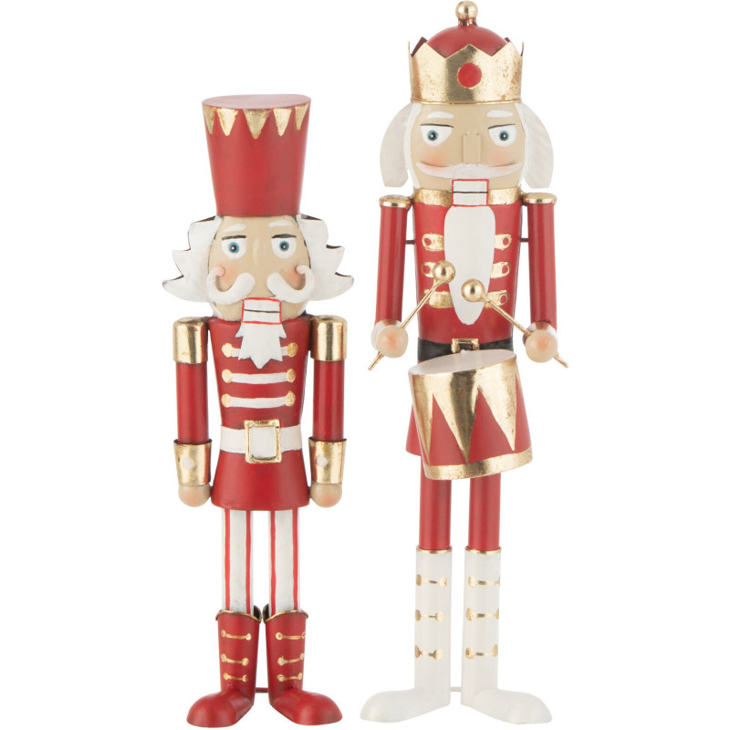 Statuettes déco de Noël Soldats Casse noisette Hauteur 36 cm en Métal Rouge Blanc Malyra (Lot de 2) - 1