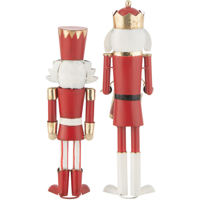 Statuettes déco de Noël Soldats Casse noisette Hauteur 36 cm en Métal Rouge Blanc Malyra (Lot de 2) - 2