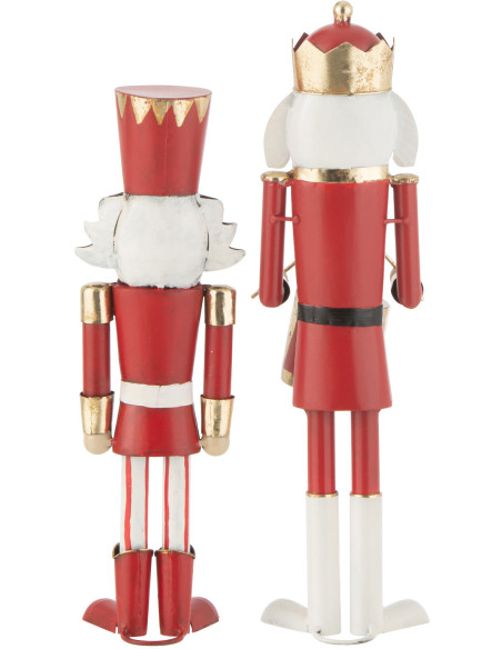 Statuettes déco de Noël Soldats Casse noisette Hauteur 36 cm en Métal Rouge Blanc Malyra (Lot de 2) - 2