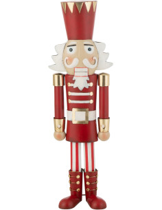 Grande Statuette déco de Noël Soldat Casse noisette Hauteur 89 cm en Métal Rouge Blanc Malyra - 1