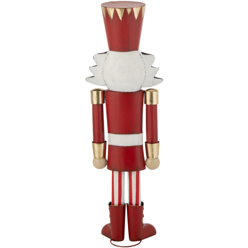 Grande Statuette déco de Noël Soldat Casse noisette Hauteur 89 cm en Métal Rouge Blanc Malyra - 2