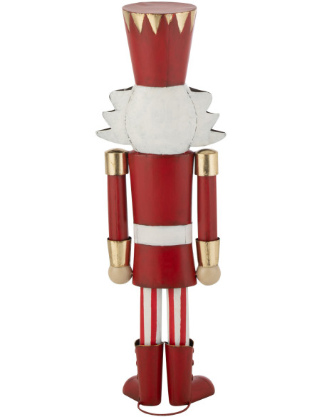 Grande Statuette déco de Noël Soldat Casse noisette Hauteur 89 cm en Métal Rouge Blanc Malyra - 2