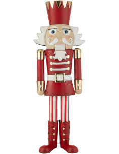 Grande Statue déco de Noël Soldat Casse noisette Hauteur 148 cm en Métal Rouge Blanc Malyra - 1