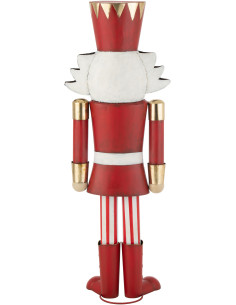 Grande Statue déco de Noël Soldat Casse noisette Hauteur 148 cm en Métal Rouge Blanc Malyra - 2
