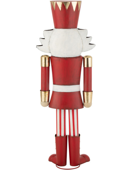 Grande Statue déco de Noël Soldat Casse noisette Hauteur 148 cm en Métal Rouge Blanc Malyra - 2