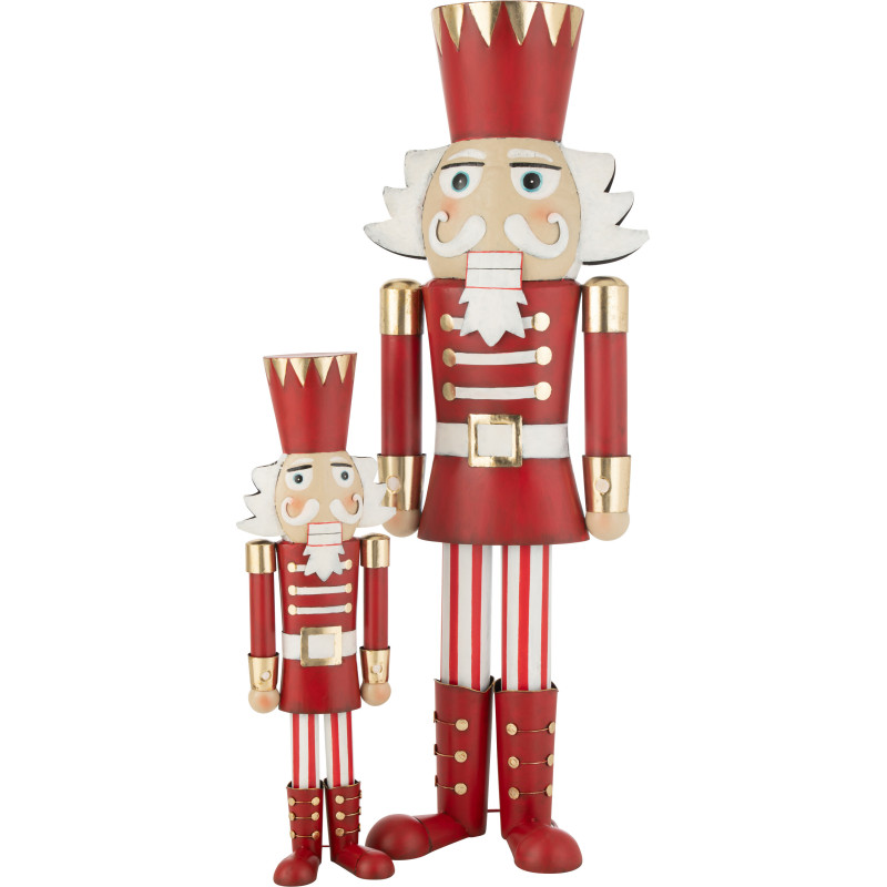 Grande Statue déco de Noël Soldat Casse noisette Hauteur 148 cm en Métal Rouge Blanc Malyra - 3