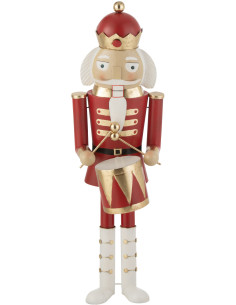 Grande Statue déco de Noël Soldat Casse noisette Hauteur 106 cm en Métal Rouge Blanc Daryss - 1