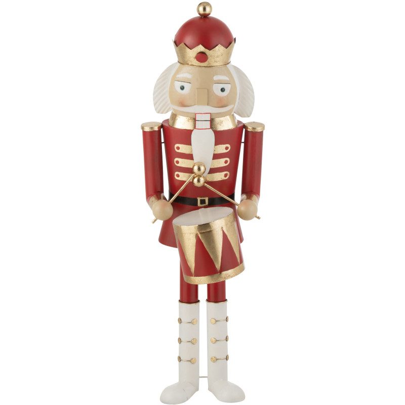 Grande Statue déco de Noël Soldat Casse noisette Hauteur 106 cm en Métal Rouge Blanc Daryss - 1