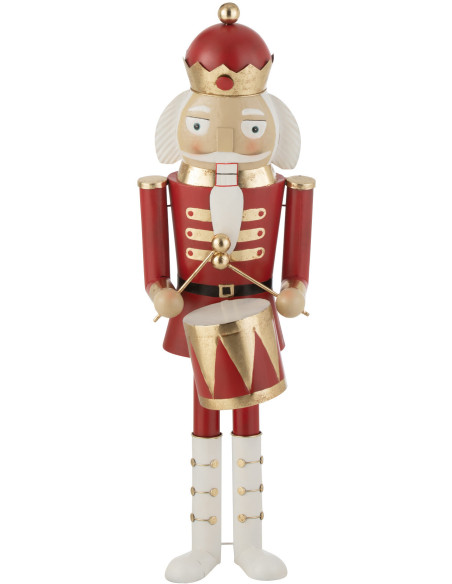 Grande Statue déco de Noël Soldat Casse noisette Hauteur 106 cm en Métal Rouge Blanc Daryss - 1