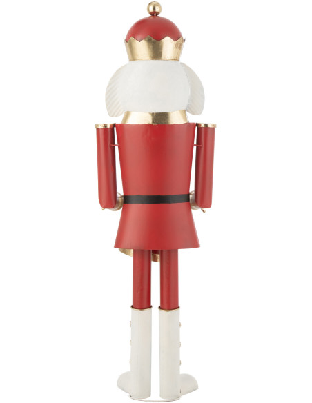 Grande Statue déco de Noël Soldat Casse noisette Hauteur 106 cm en Métal Rouge Blanc Daryss - 2