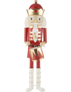 Grande Statue déco de Noël Soldat Casse noisette Hauteur 174 cm en Métal Rouge Blanc Daryss - 1