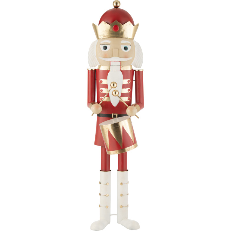 Grande Statue déco de Noël Soldat Casse noisette Hauteur 174 cm en Métal Rouge Blanc Daryss - 1