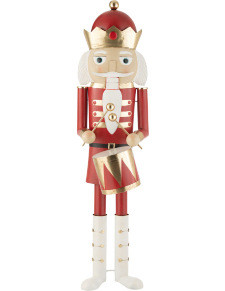 Grande Statue déco de Noël Soldat Casse noisette Hauteur 174 cm en Métal Rouge Blanc Daryss - 1