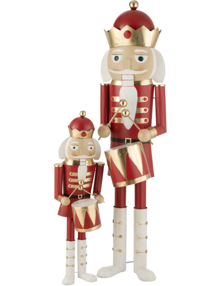 Grande Statue déco de Noël Soldat Casse noisette Hauteur 174 cm en Métal Rouge Blanc Daryss - 3