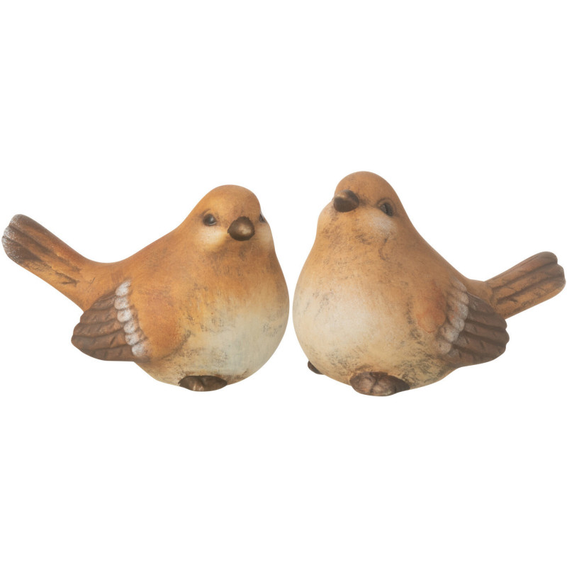 Statuettes déco Oiseaux 10 cm en Porcelaine Marron Myrion (Lot de 2) - 1