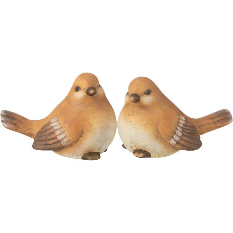 Statuettes déco Oiseaux 14 cm en Porcelaine Marron Myrion (Lot de 2) - 1