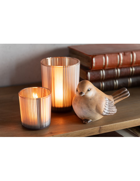 Statuettes déco Oiseaux 14 cm en Porcelaine Marron Myrion (Lot de 2) - 2