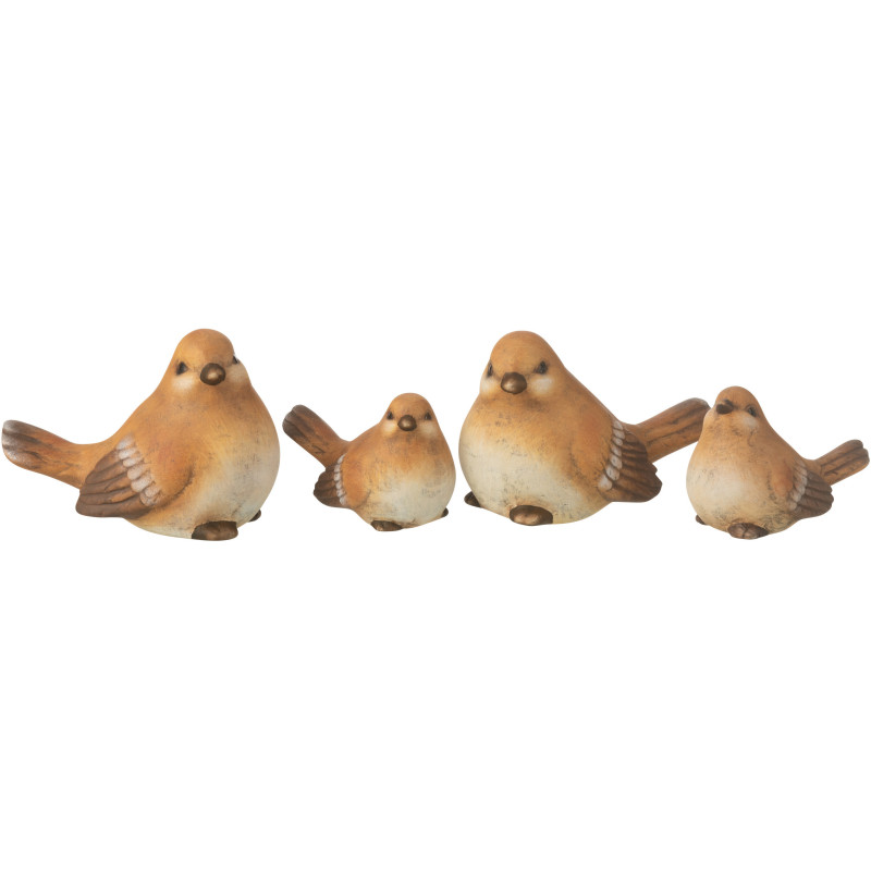 Statuettes déco Oiseaux 14 cm en Porcelaine Marron Myrion (Lot de 2) - 3