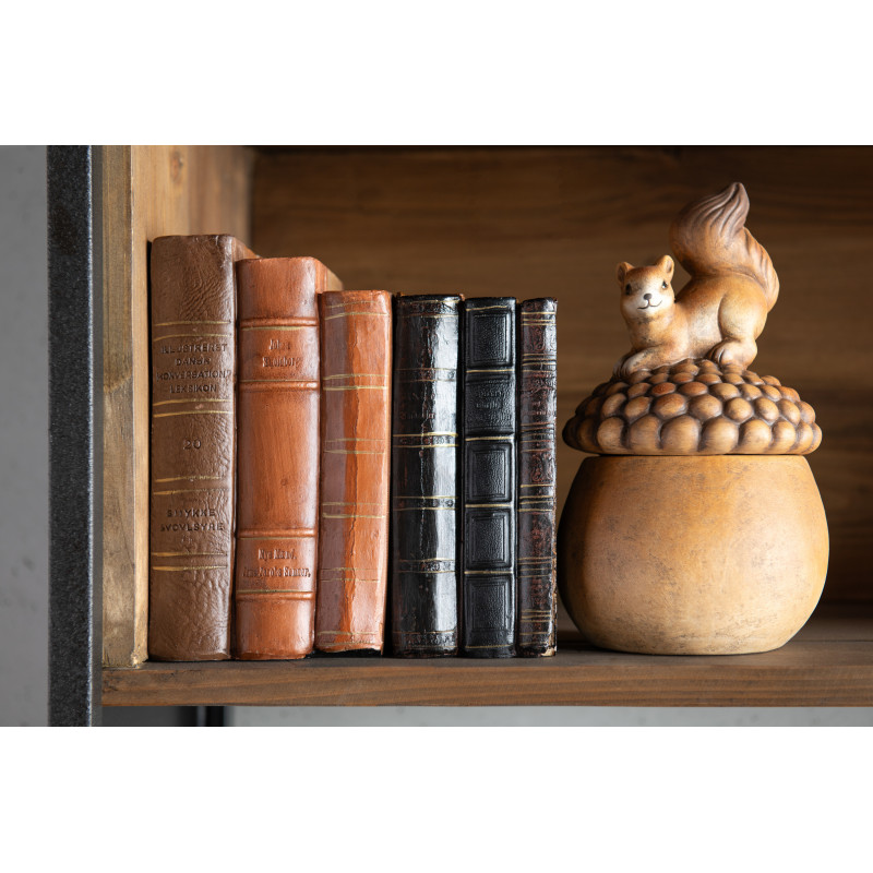 Grandes Statuettes déco Oiseau Écureuil sur gland Hauteur 22 cm en Porcelaine Marron Arelis (Lot de 2) - 2