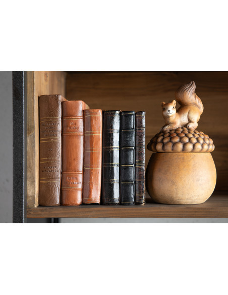 Grandes Statuettes déco Oiseau Écureuil sur gland Hauteur 22 cm en Porcelaine Marron Arelis (Lot de 2) - 2