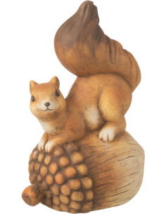 Statuette déco Écureuil sur gland Hauteur 19 cm en Résine Marron Tylaris - 1