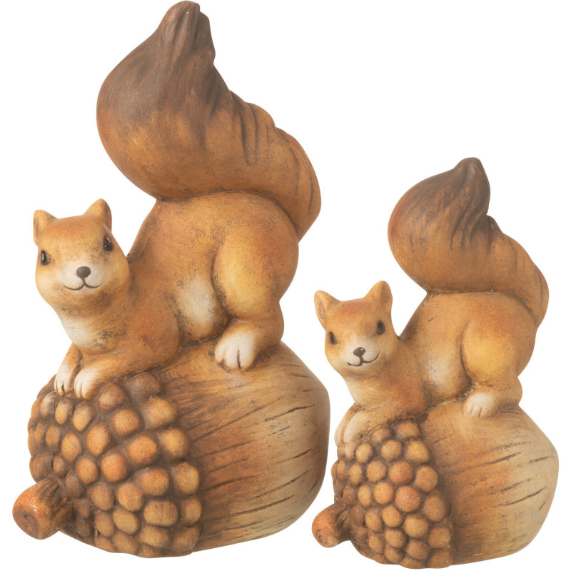 Statuette déco Écureuil sur gland Hauteur 19 cm en Résine Marron Tylaris - 2