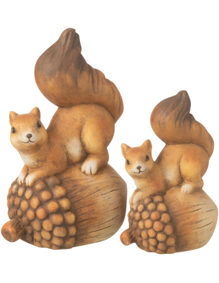 Statuette déco Écureuil sur gland Hauteur 19 cm en Résine Marron Tylaris - 2