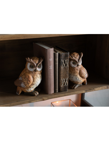 Statuettes déco Hiboux Hauteur 9 cm en Porcelaine Marron Neryll (Lot de 2) - 2