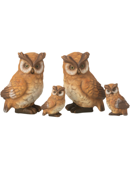 Grandes Statuettes déco Hiboux Hauteur 19 cm en Porcelaine Marron Neryll (Lot de 2) - 3