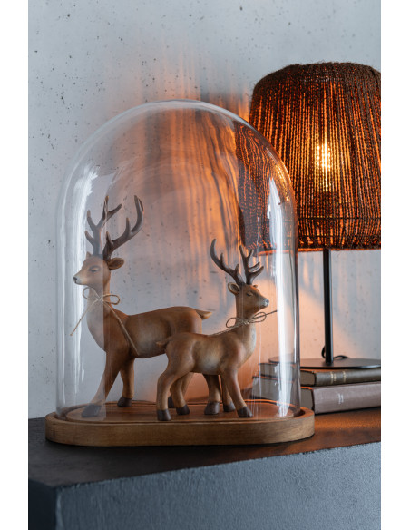 Grandes Statuettes déco Rennes debout Hauteur 28 cm en Porcelaine Marron Solyven (Lot de 2) - 2