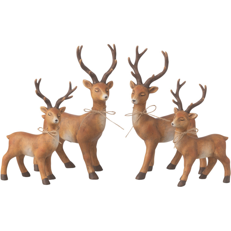 Grandes Statuettes déco Rennes debout Hauteur 28 cm en Porcelaine Marron Solyven (Lot de 2) - 3