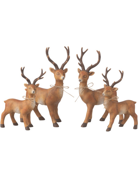 Grandes Statuettes déco Rennes debout Hauteur 28 cm en Porcelaine Marron Solyven (Lot de 2) - 3