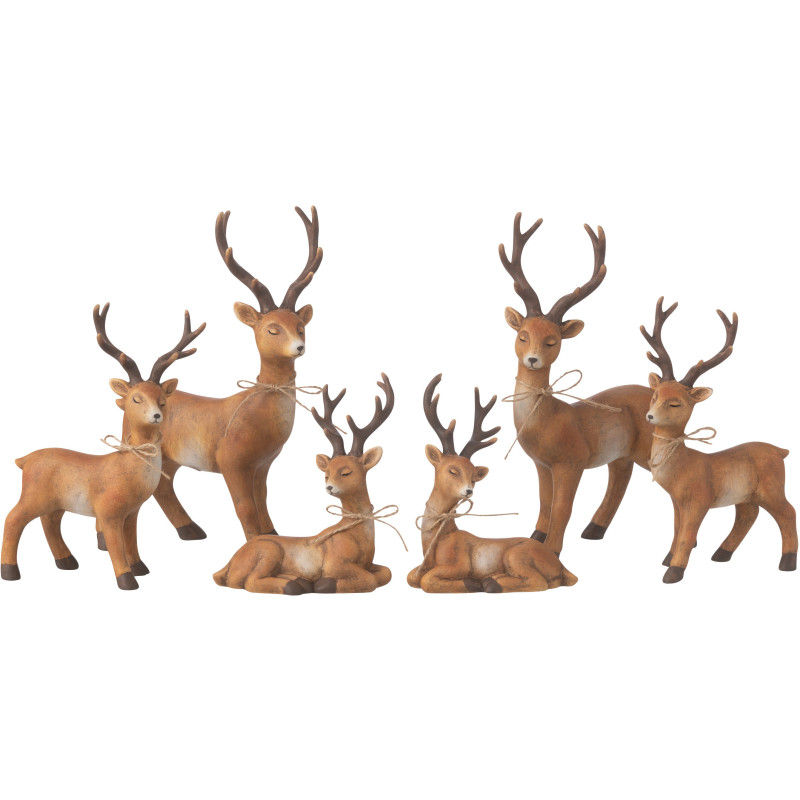 Grandes Statuettes déco Rennes debout Hauteur 28 cm en Porcelaine Marron Solyven (Lot de 2) - 4