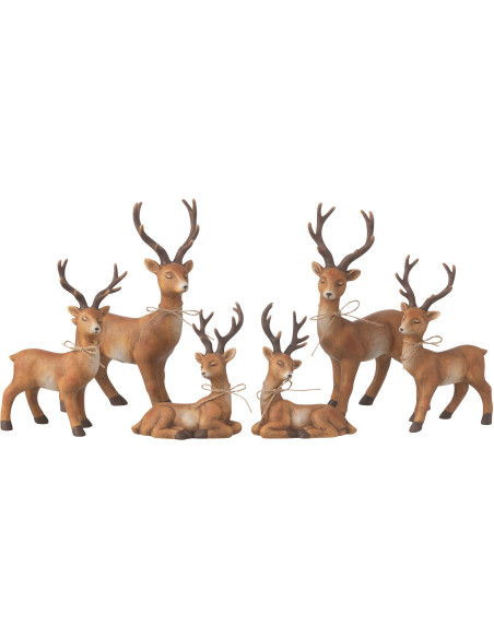 Grandes Statuettes déco Rennes debout Hauteur 28 cm en Porcelaine Marron Solyven (Lot de 2) - 4