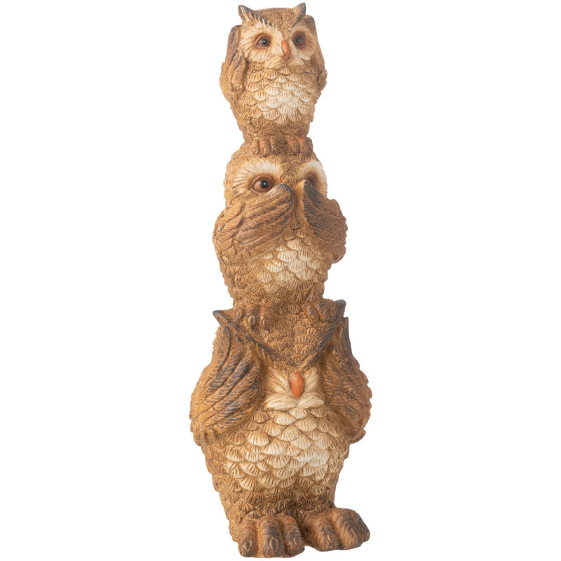 Statuette originale Hiboux Entendre Voir Se Taire Hauteur 46 cm en Magnésium Marron Zoryl - 1