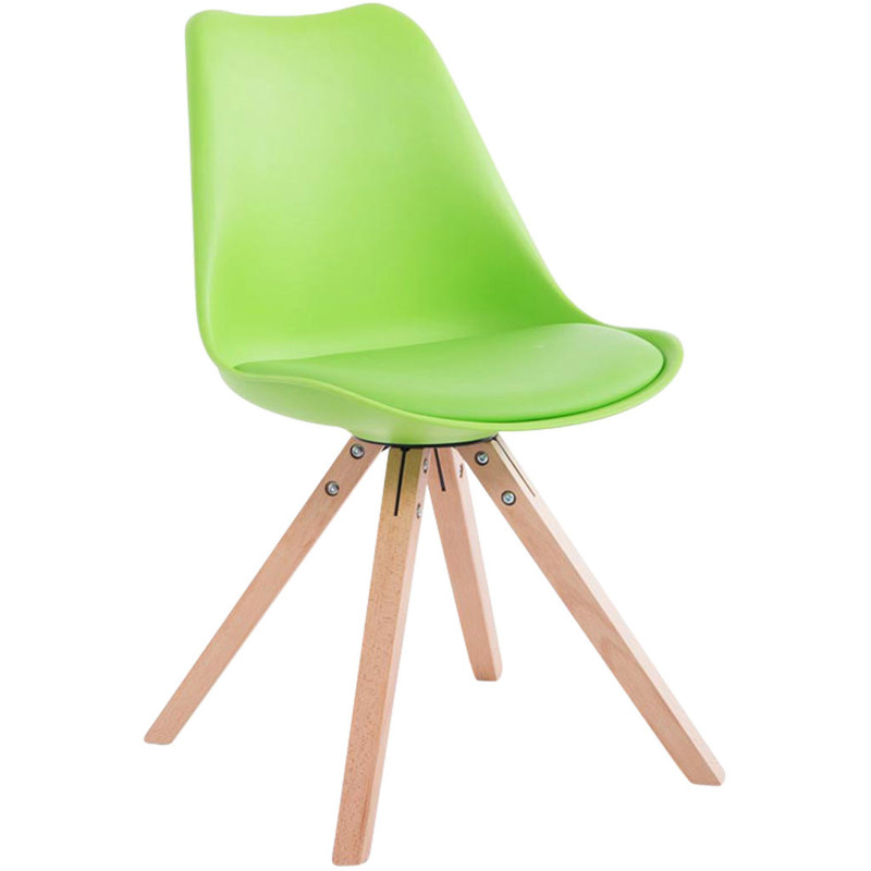 Chaise scandinave moderne en Plastique Vert Polyuréthane Vert Bois Naturel Solyriss - 1