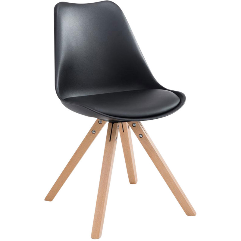 Chaise scandinave moderne en Plastique Noir Polyuréthane Noir Bois Naturel Solyriss - 1