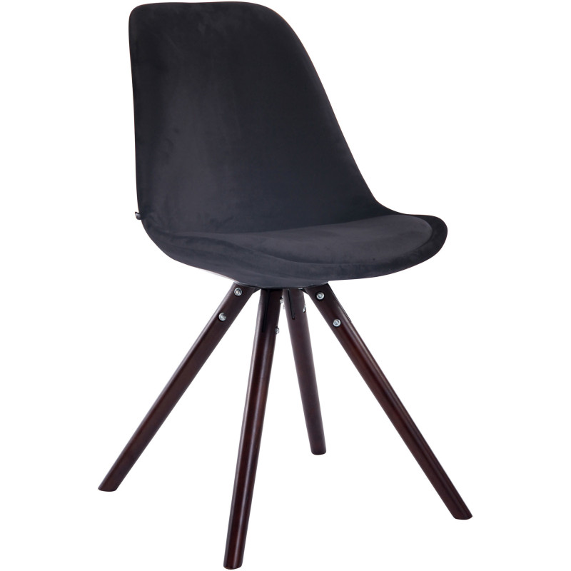 Chaise scandinave moderne en Velours Noir Bois Marron foncé Vynaria  - 1