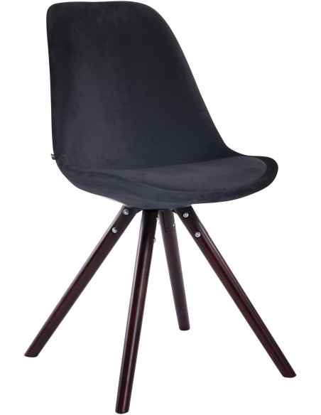 Chaise scandinave moderne en Velours Noir Bois Marron foncé Vynaria  - 1