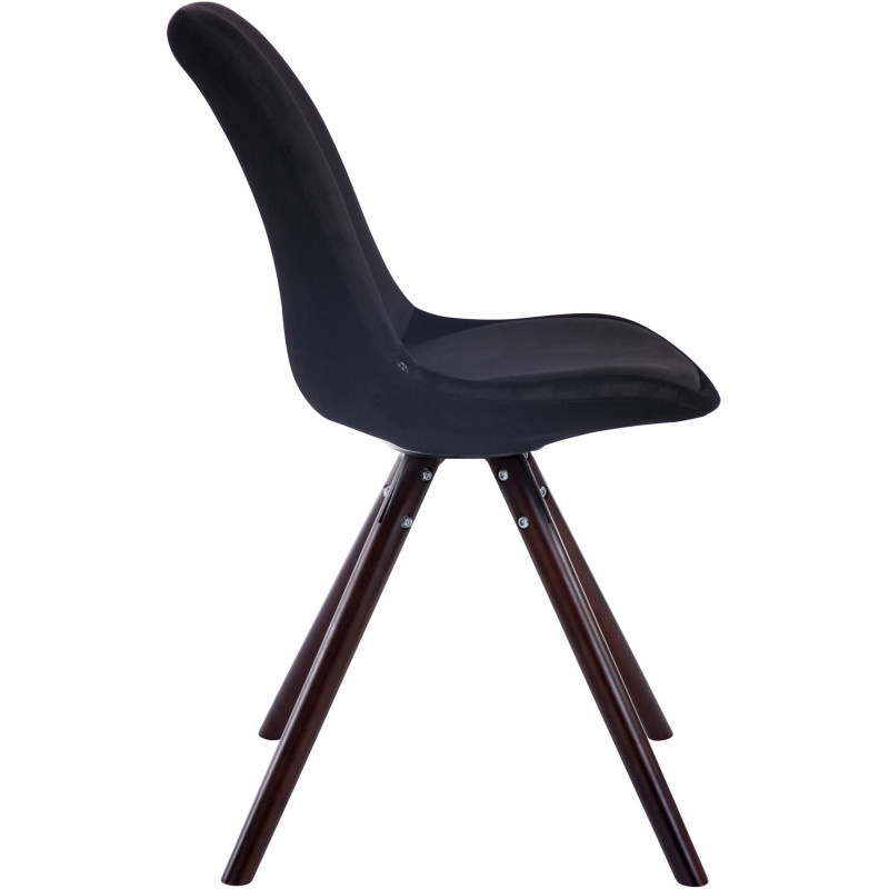 Chaise scandinave moderne en Velours Noir Bois Marron foncé Vynaria  - 3